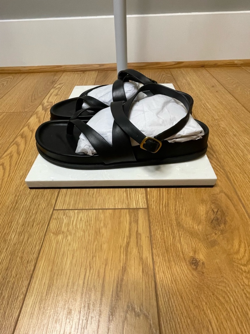 Aqua Black Strappy Slide Sandals - Picture 2 of 8
